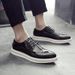 Euro Step Beijiang Wolf Shoes For Men, Summer Breathable Korean Patent Leather Brogue Black British Style Business Formal Casual_vogvips.com