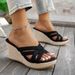 Women's Woven Hollow Wedge Sandals Open Toe Platform Summer Shoes plus Size_vogvips.com