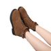 New Autumn Winter Low-Cut Martin Solid Color Korean Style Round Toe Chunky Heel Flat Short Boots_vogvips.com