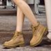 Top-Grain Leather Boots For Men, Winter Large-Size Martin Boots, Men's Outdoor Sports High-Top Shoes, Men's Yellow Work_vogvips.com