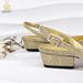 Women's shoe bag set gold pointed low heel rhinestone metal buckle decoration suitable for banquets and everyday_vogvips.com