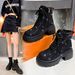 Gypsophila Rhinestone Martin For Women 2023 Autumn Winter New Low-Cut Round Toe Chunky Heel Lace-Up Outdoor Boots_vogvips.com