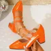 Fashion French Double Buckle Square Heel Single Shoes Women Pointed Toe Shallow Mouth High Heels 251107_vogvips.com
