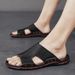 Men's Summer Trendy Slip And Anti Odor Slippers, Men's Cool Slippers Made Of Genuine Leather, Worn In A Straight Line_vogvips.com