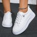 Women White Sneakers Autumn Lace Up Thick Bottom Casual Flats Anti-slip Outdoor Walking Sports Board Shoes Sapatos_vogvips.com