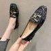 Spring Leather Loafers, Women's Small Fragrant Style Flat Bottomed Round Toe Single Shoes, Soft Soled Grandma Bean Shoes_vogvips.com