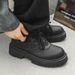 TerraStride Men's Autumn British Casual Business Large Leather Low-top Thick-soled Black And White Color-blocking Fashion Work_vogvips.com