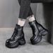 Autumn Winter New Small Stature Genuine Leather Platform Women Motorcycle Top Layer Cowhide Short Thick Sole Height_vogvips.com