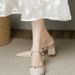 Backless Open-toe Sandals For Women 2025 Summer New Rivet High-end Niche French Style Pointed Toe Chunky Heel High Heels_vogvips.com