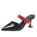 Pointed Toe Mules With Thick For Women, Spring/Summer 2025 New Style, High Heel Belt Buckle Sandals_vogvips.com
