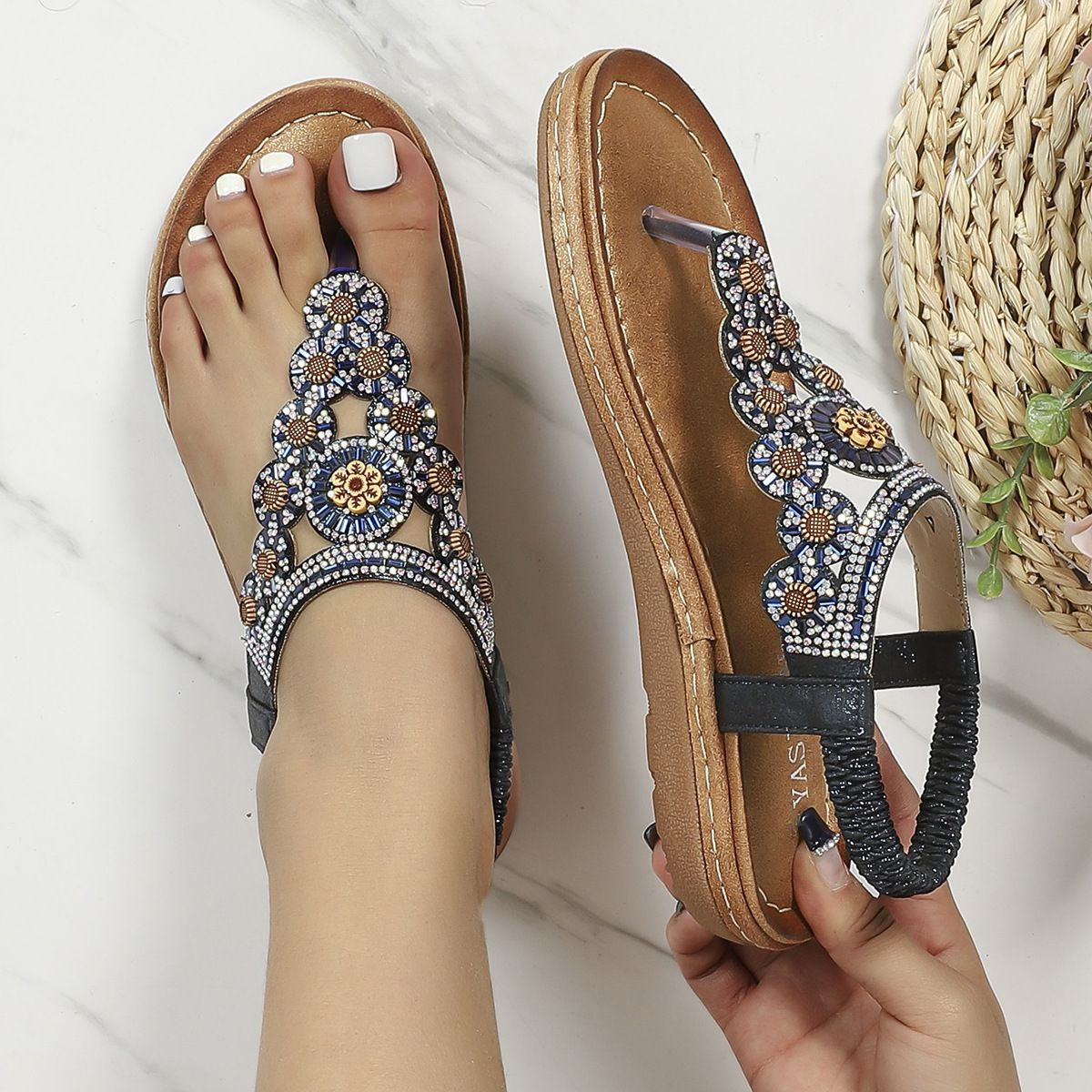 Women's Flat Rhinestones Bohemian Comfort Shoes_vogvips.com
