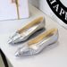 Women's Elegant Pointed Toe Bow Ballet Flats - Slip-On Low Heel Shoes For Spring, Summer & Fall - Available In Silver, Black & Beige - Sizes 35-40_vogvips.com