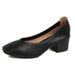 MTX Commuting Grandma For Soft Leather V-Mouth Mid-Heel Fairy High Heels Thick Heel Mary Jane Shoes Women Summer_vogvips.com
