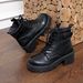 plus Size Women's Motorcycle Ankle Boots Belt Buckle Side Zip Mid Heel British Style Martin Boots Autumn_vogvips.com