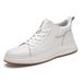 First Layer Cowhide Board Shoes Men's Genuine Leather Casual Breathable Leather Shoes Men's Thick-soled Medium-top White Shoes Men_vogvips.com