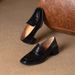 Lancui Commuter 2025 Spring Square Toe Chunky Heel Loafers Women Slip-On Black Mid-Heel Single Shoes_vogvips.com
