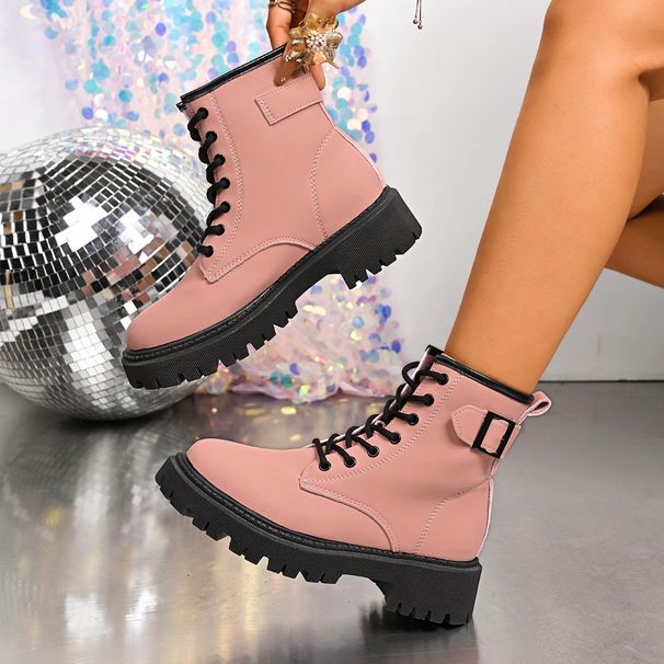 Women's Plus Size Retro Short Martin Boots Lace-Up British Style Suede PU Over-the-Ankle Autumn New Black Almond Toe_vogvips.com