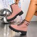 Women's Plus Size Retro Short Martin Boots Lace-Up British Style Suede PU Over-the-Ankle Autumn New Black Almond Toe_vogvips.com