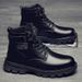 European Warm Series Martin Autumn Motorcycle Versatile British Style Casual Men's Work Boots High-top Leather Shoes_vogvips.com