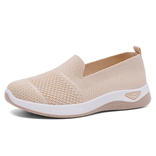 Women's Shoes One Pedal Old Beijing Cloth Shoes Middle-aged And Elderly Mother Shoes Flying Woven Breathable Casual Shoes_vogvips.com