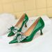 1961-H9 Korean Fashion And Elegant Women's Wine Cup High Heel Shallow Mouth Pointed Water Diamond Bow Banquet Single_vogvips.com