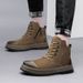 Men's High-top Casual Velvet Medium Tube Martin Boots Men's Polished Cotton Boots Men_vogvips.com