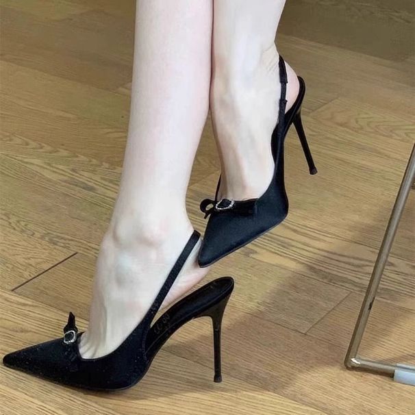 26ss Satin New 1 Popular New High Heels For Women, Stiletto Bowknot Elegant French Pointed Single Shoes, Closed Toe Sandals Women, Shoe_vogvips.com