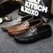 Men's casual leather shoes low help set feet men breathable trend lazy man pedal driving men's shoes bean shoes men_vogvips.com