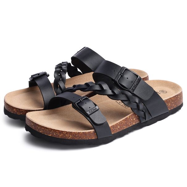 Shevalues Leisure Women's Cork Footbed Sandals With Arch Support Slip-On Brand Lady Sandals With Double Buckle Summer New Sandal_vogvips.com