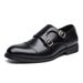 Men's Classic Formal Leather Oxford Shoes With Buckle Closure - Black & Brown Dress Shoes For Business, Wedding & Special Occasions_vogvips.com