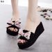 Bowknot One-Strap Women, Summer New Style, Skirt Matching, Versatile Thick-Soled Wedge Beach Sandals For Outdoor Wear_vogvips.com