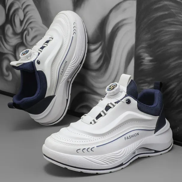 plus Men's Shoes 2025 Increase Spring And Autumn Summer Rotation New Teen Sneakers Leather Button Waterproof Trend Leisure Daddy_vogvips.com