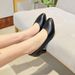 Women's Mid Heel Work Shoes Plus Size Black Single Stiletto Heels Fashion Etiquette Commuting Interview Shoes_vogvips.com