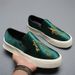 Le Fu Summer Breathable Thin One Step New Thick Soled Height Increasing Casual Leather Men's Bean Shoes_vogvips.com