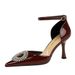 8323-K62 Fashionable Pointed Thin Heel Shoes With Patent Leather Glossy Surface, Hollow Rhinestone Round Buckle,_vogvips.com