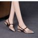 Elegant Versatile Hollow One-Strap Buckle Soft Leather Closed-Toe Sandals For Women Summer Mid-Heel Korean Style Pointed_vogvips.com