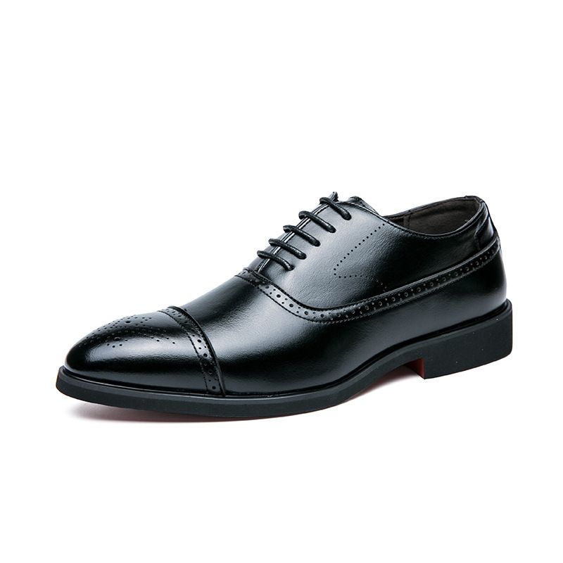 Voyage Vintage British Style Pointed Business Formal Leather New Lace-up Brogue Floral Men's Shoes Trendy Men_vogvips.com