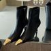 Women's Shoes Version French Genuine Leather Side Zipper Mid-Calf Women's Yang Shulin Same Style Metal Square Toe Slimming Thin High_vogvips.com
