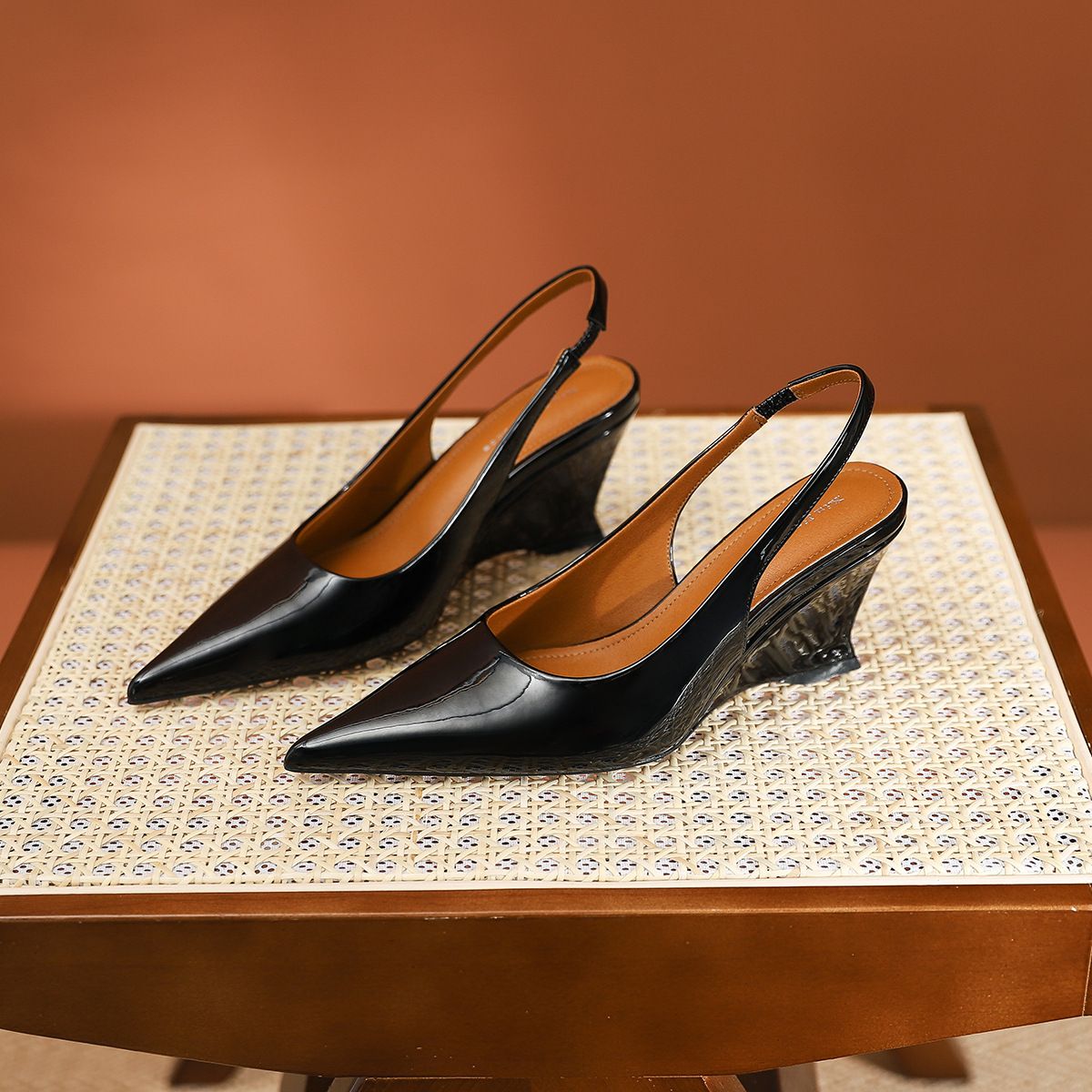 339-3 High-End Pointed Toe Wedge Autumn New Versatile Shallow Mouth Thick Sole High Heel Backless Women's Shoes_vogvips.com