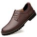 Autumn New Soft Sole Two-Layer Cowhide Business Casual Men's Formal Leather Patchwork Lace-Up Single Shoes_vogvips.com