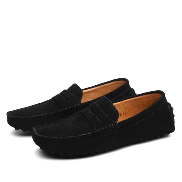 Casual Fashion Men Handmade Suede Genuine Leather Mens Loafers Moccasins Slip On Men's Flats Male Driving Shoes_vogvips.com