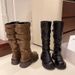 Belt Buckle Pile Thick-Soled Women Over-the-Knee Heel Long Western High Tube Riding Boots_vogvips.com