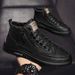 Men's High-Top Casual Shoes - Classic British Style Round-Toe Sneakers With Waterproof PU Upper Autumn & Summer Wear Waterproof Martin Boots Trendy_vogvips.com