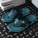Unisex Letter Logo Casual Flip Flops White Solid Color Thick Sole Non Slip EVA Lightweight Outdoor Beach Pool Thong_vogvips.com