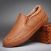 European Warm Series Waterproof Thickened Men's Leather Warm Casual Cotton Shoes Fleece-Lined Lazy Slip-On Winter Large Size_vogvips.com
