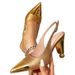 Gold Fashion Party Evening Irregular Pointed Toe Thin Buckle High Heel Sandals New Women's Shoes_vogvips.com