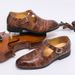 Business Casual Sandals Men's Summer Plus Size Black Buckle Breathable Leather Shoes_vogvips.com