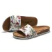 RUIZUSTOCK New Slippers Floral Print Single Strap Cork Footbed Slides White Botanical Pattern Casual Sandals_vogvips.com