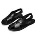Genuine Leather Summer Casual Shoes, Breathable Cross-border Lightweight Sandals, Outdoor Hiking Men's Hollow Sandals_vogvips.com