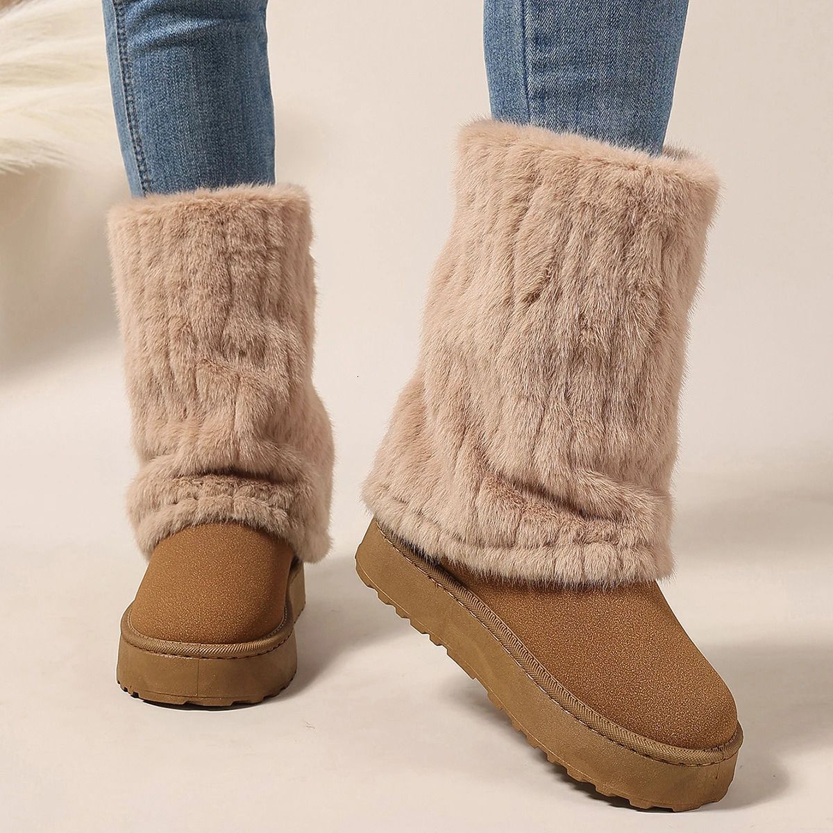 platform Cotton Shoes Warm And Plush Trousers Boots 251107_vogvips.com